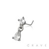 CZ TEAR DROP DANGLE CZ 316L SURGICAL STEEL L-SHAPE NOSE RING